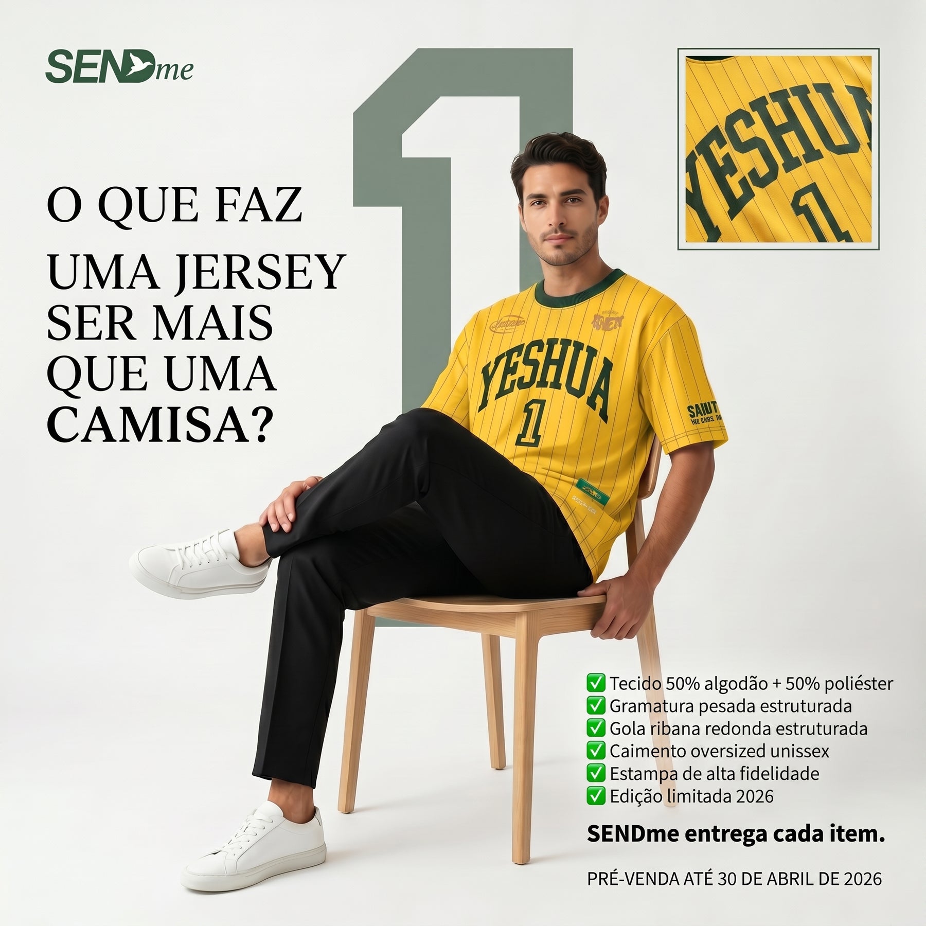 Camisa Copa 2026 / YESHUA AMARELA  (OVER SIZED)