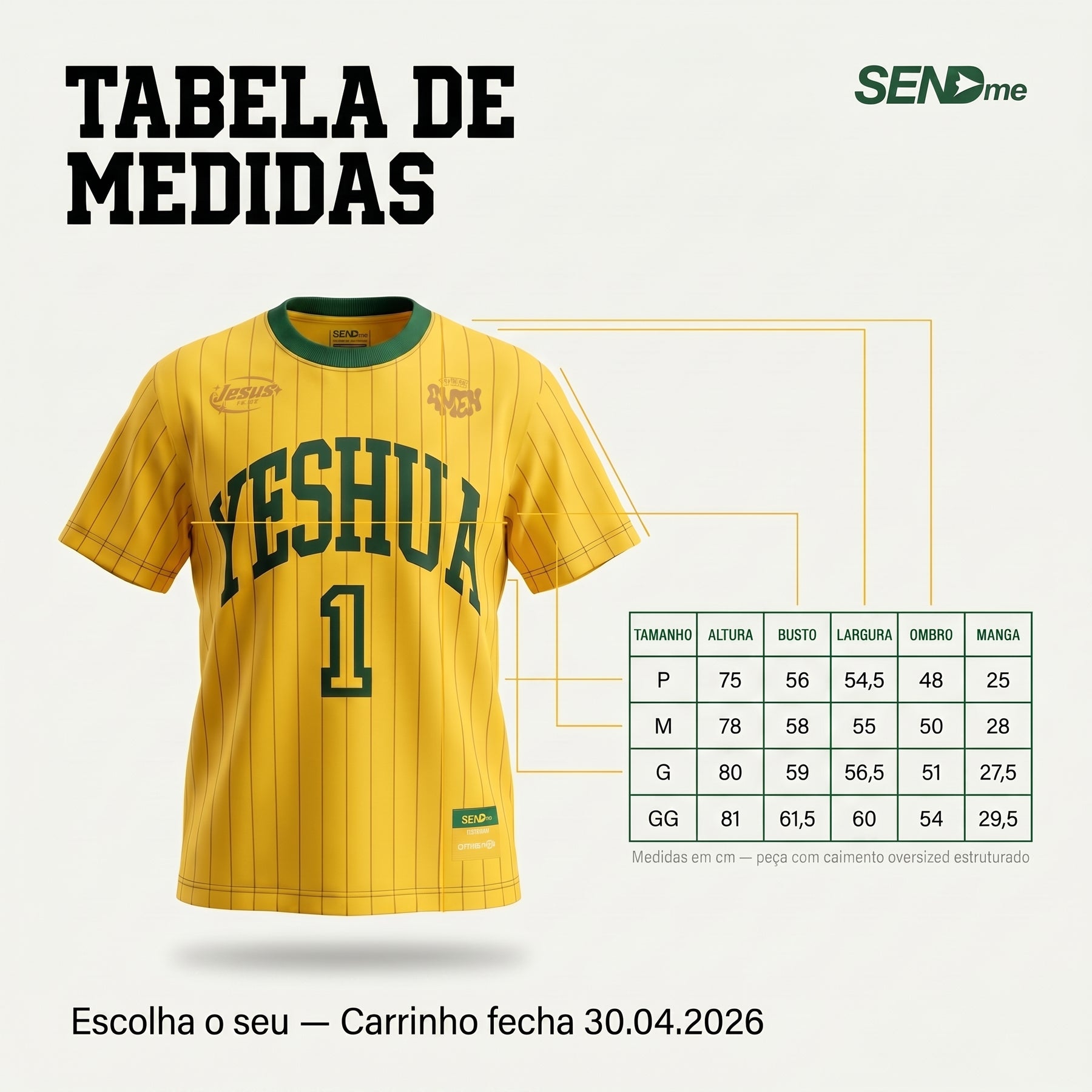 Camisa Copa 2026 / YESHUA AMARELA  (OVER SIZED)