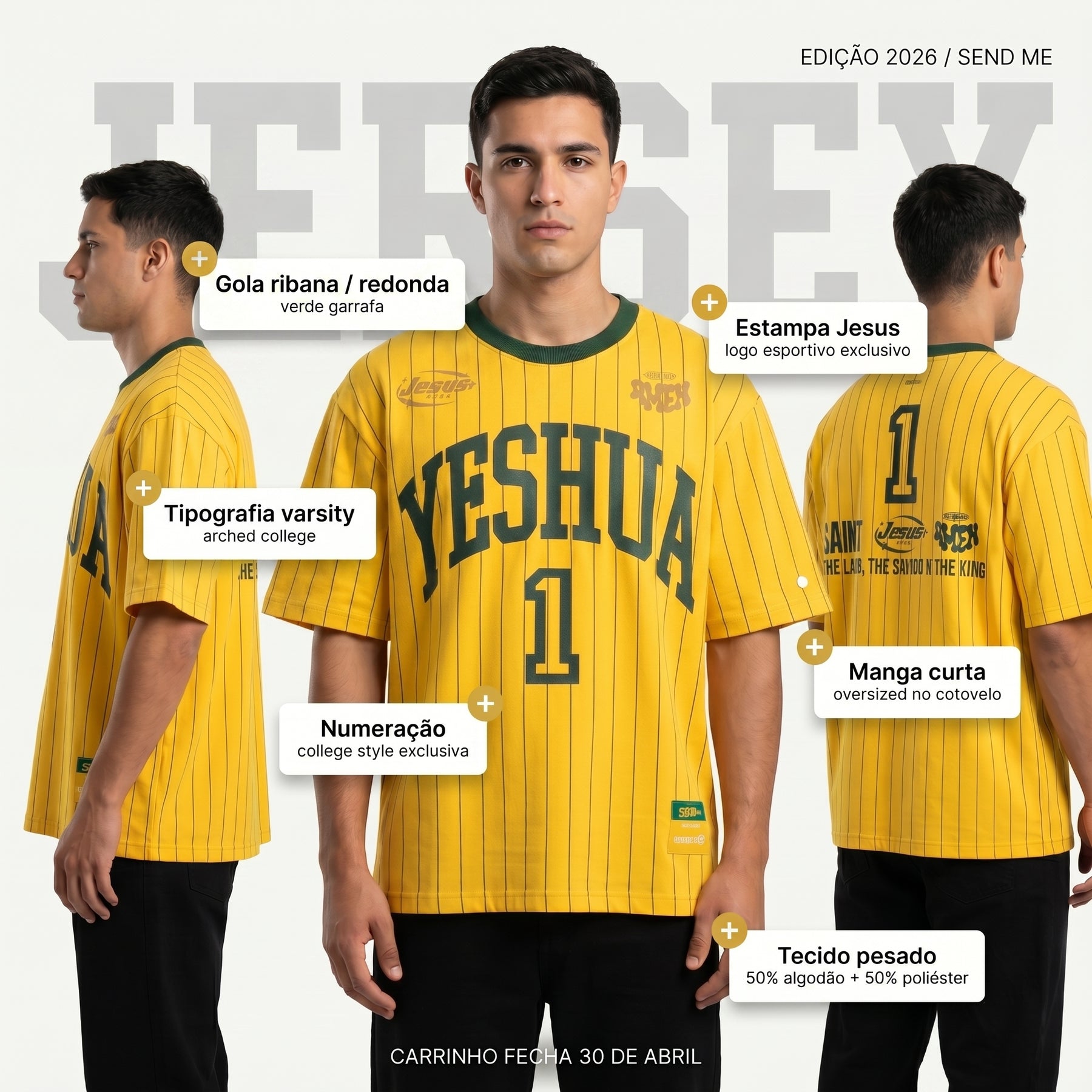 Camisa Copa 2026 / YESHUA AMARELA  (OVER SIZED)
